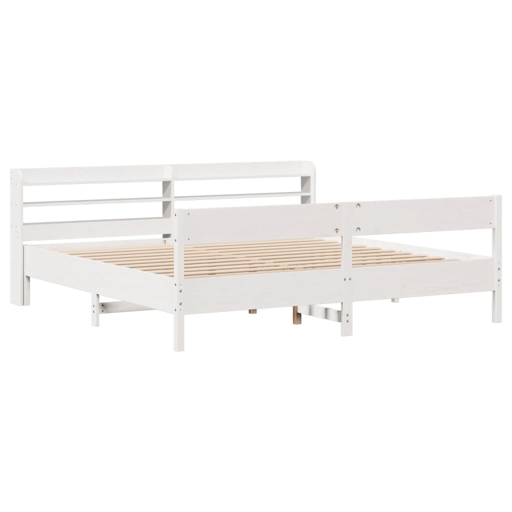 Cadre de lit sans matelas blanc 180x200 cm bois massif de pin - XIOS
