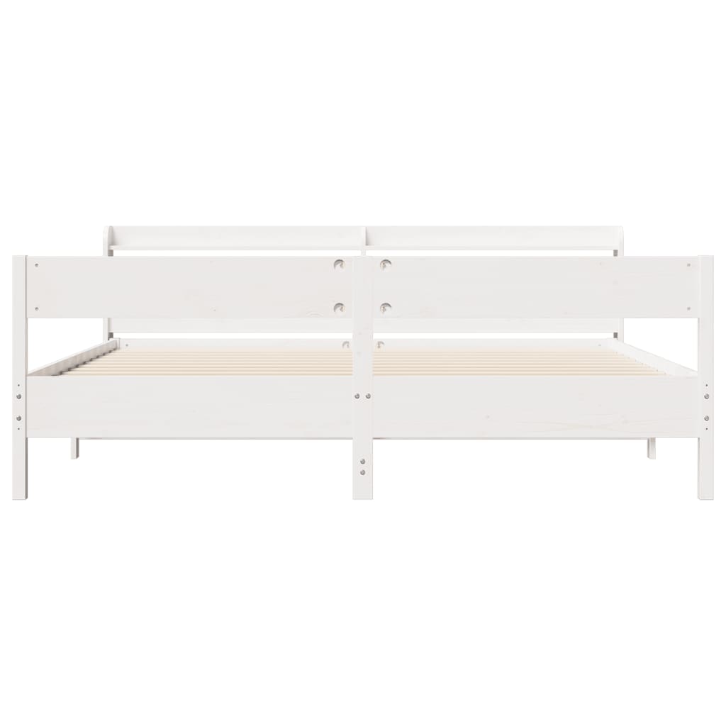 Cadre de lit sans matelas blanc 180x200 cm bois massif de pin - XIOS