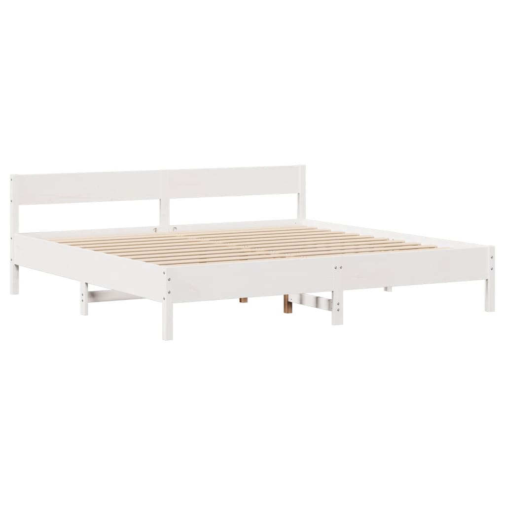 Cadre de lit sans matelas blanc 180x200 cm bois massif de pin - XIOS