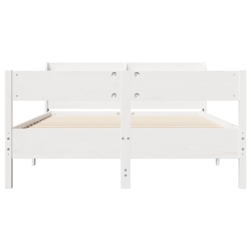 Cadre de lit sans matelas blanc 160x200 cm bois de pin massif - XIOS