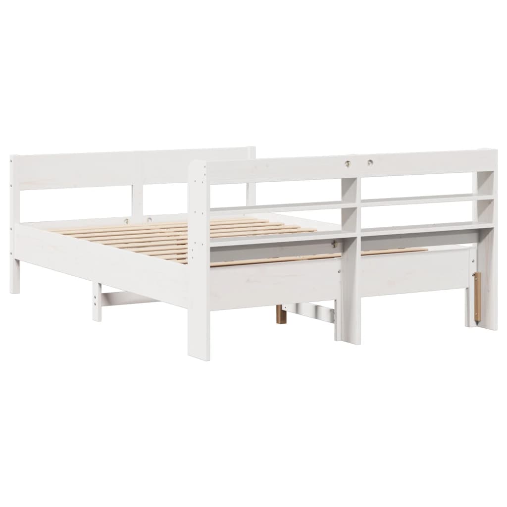 Cadre de lit sans matelas blanc 160x200 cm bois de pin massif - XIOS