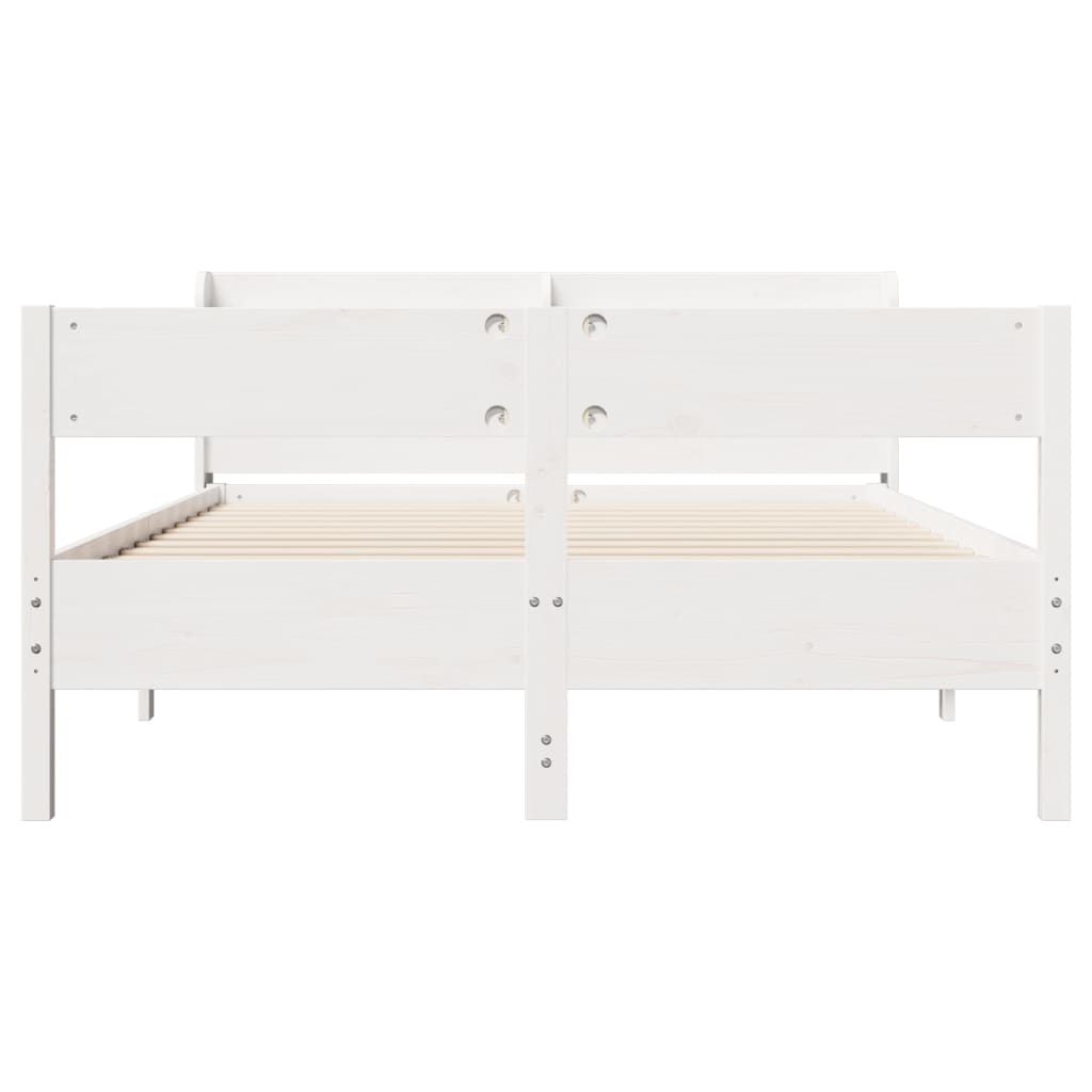 Cadre de lit sans matelas blanc 140x200 cm bois de pin massif - XIOS
