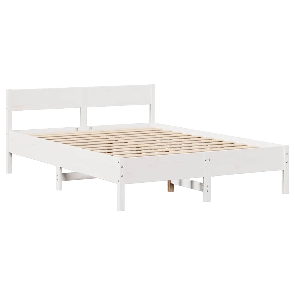 Cadre de lit sans matelas blanc 120x200 cm bois de pin massif - XIOS