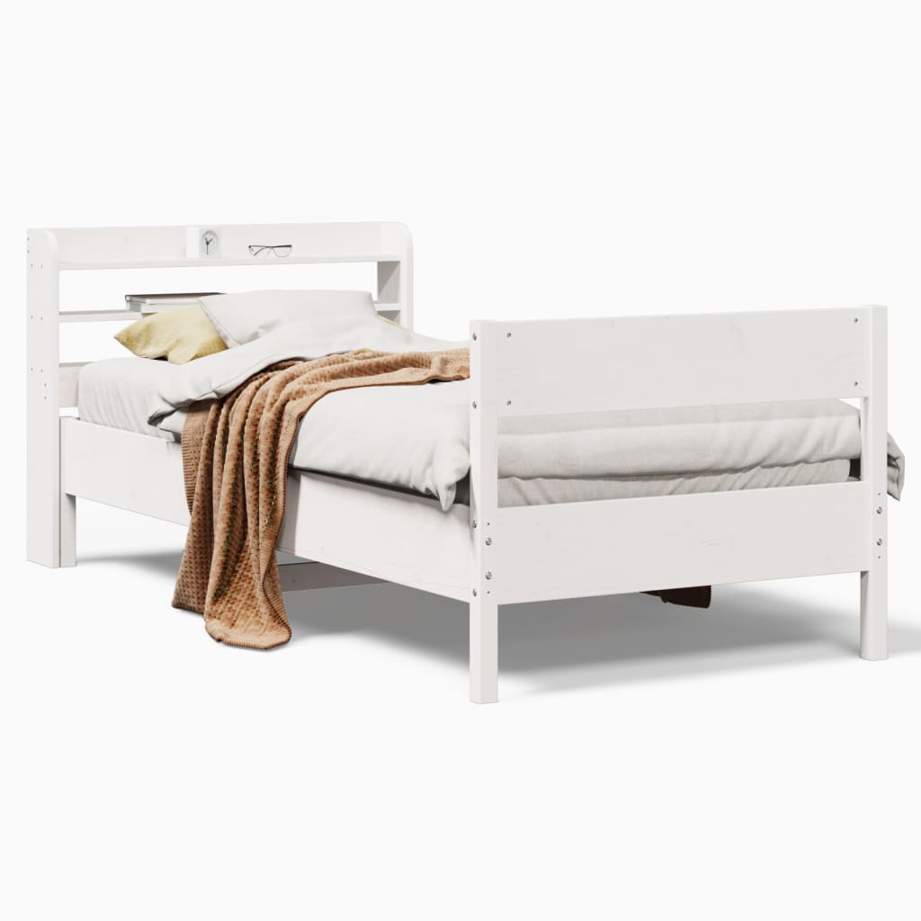 Cadre de lit sans matelas blanc 100x200 cm bois de pin massif - XIOS