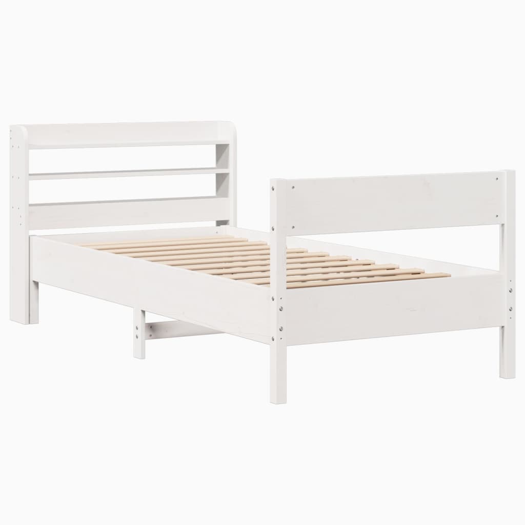 Cadre de lit sans matelas blanc 100x200 cm bois de pin massif - XIOS