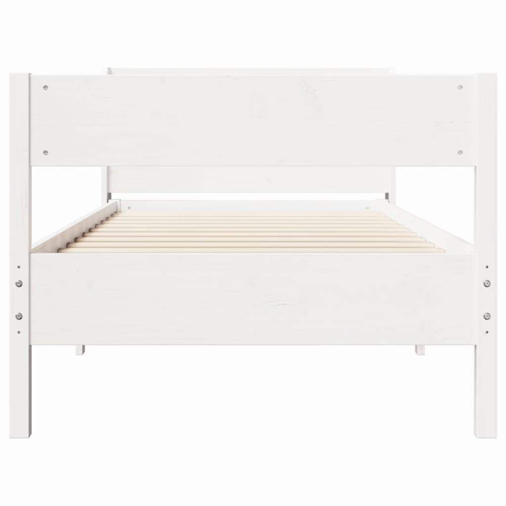 Cadre de lit sans matelas blanc 100x200 cm bois de pin massif - XIOS