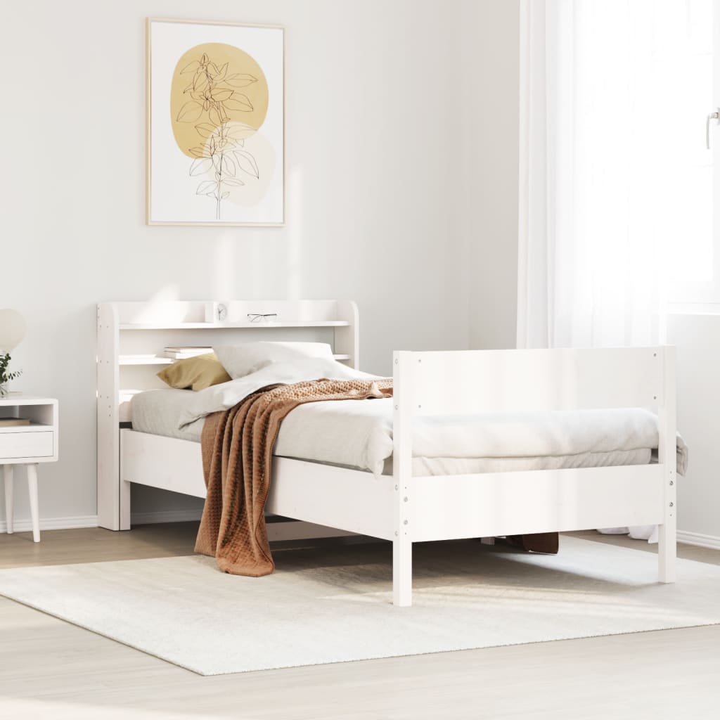 Cadre de lit sans matelas blanc 100x200 cm bois de pin massif - XIOS