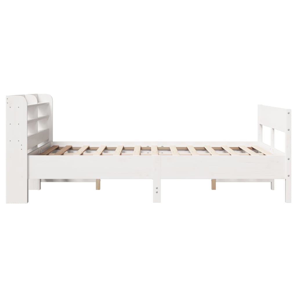 Cadre de lit sans matelas blanc 140x190 cm bois de pin massif - XIOS