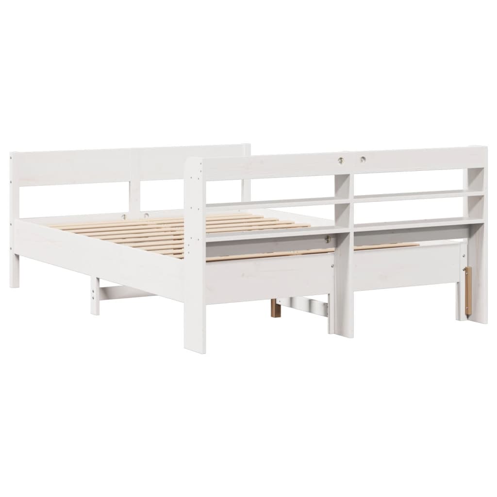 Cadre de lit sans matelas blanc 140x190 cm bois de pin massif - XIOS