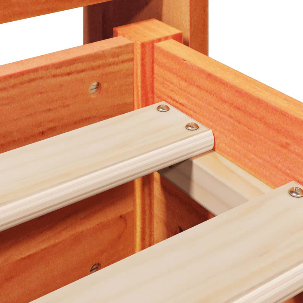 Cadre de lit sans matelas cire marron 140x190cm bois pin massif - XIOS