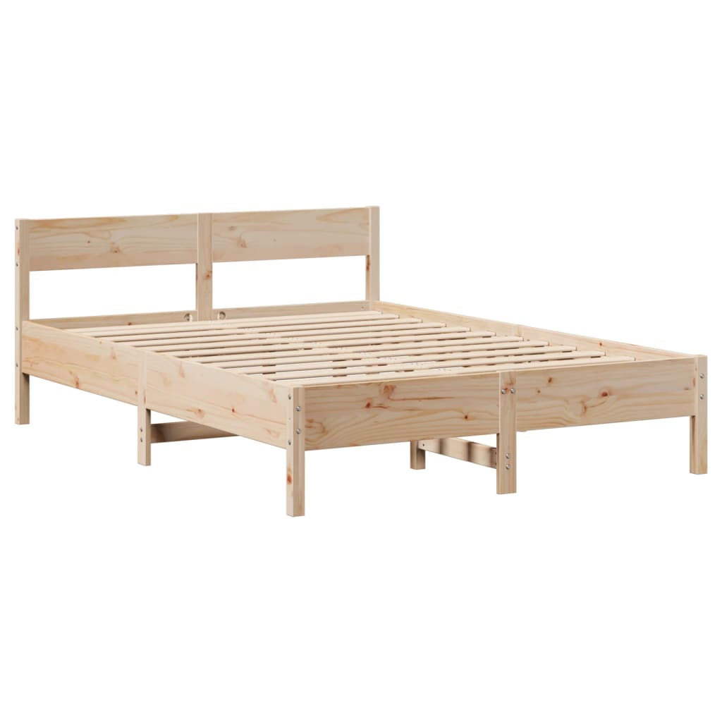 Cadre de lit sans matelas 135x190 cm bois de pin massif - XIOS