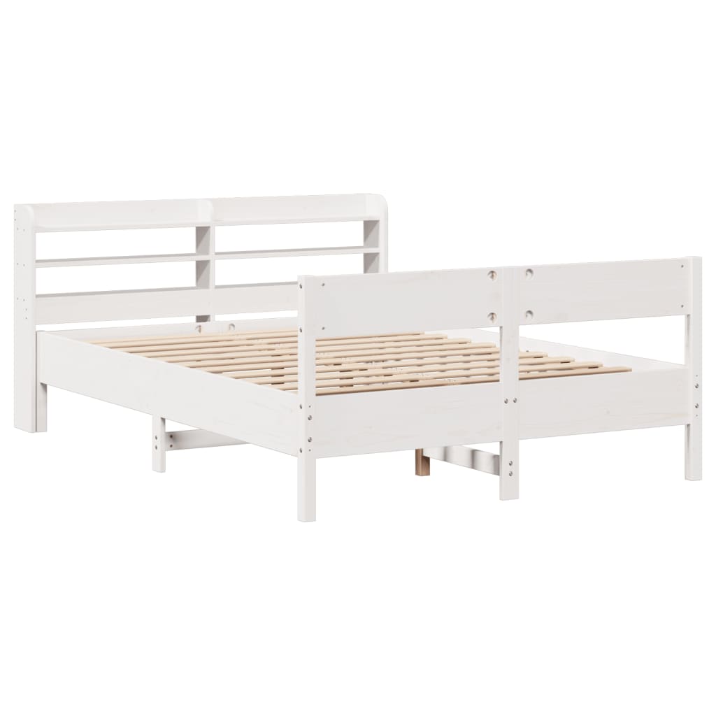 Cadre de lit sans matelas blanc 135x190 cm bois de pin massif - XIOS