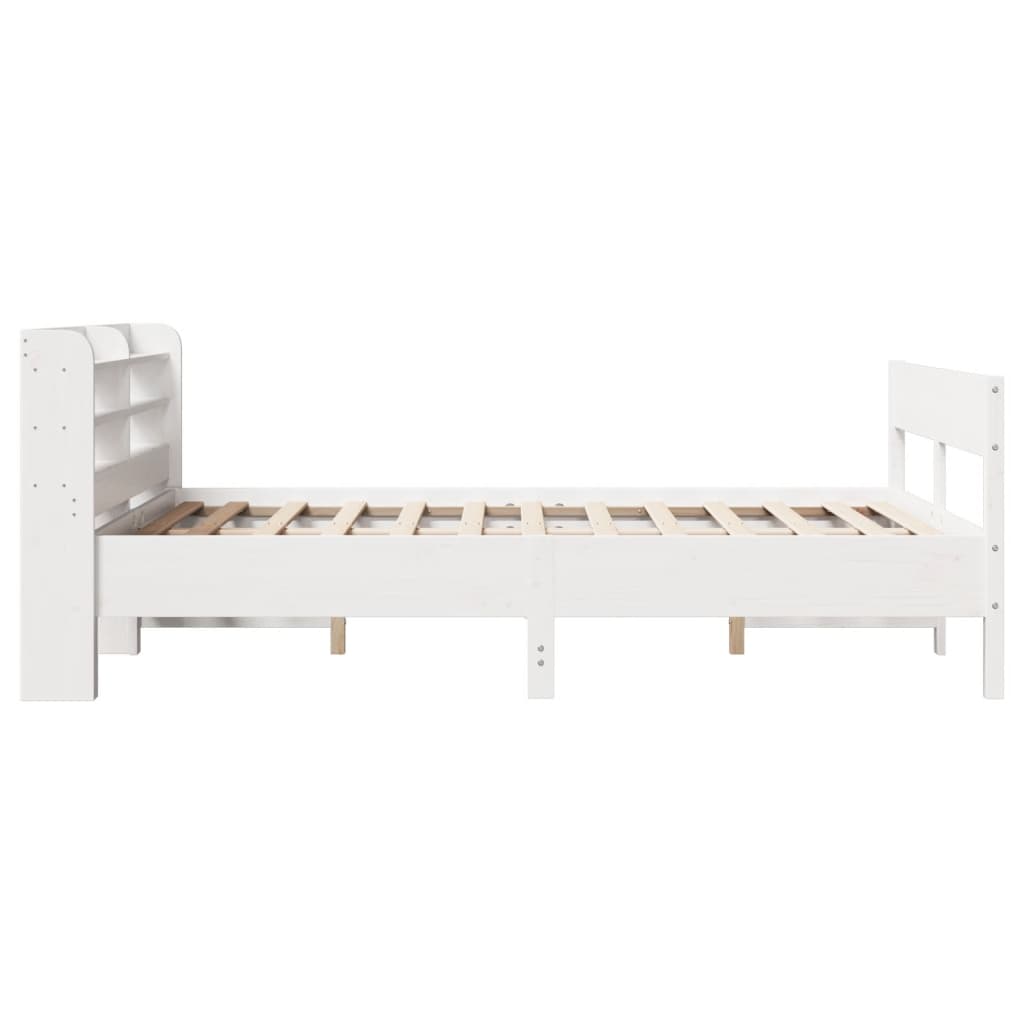 Cadre de lit sans matelas blanc 135x190 cm bois de pin massif - XIOS