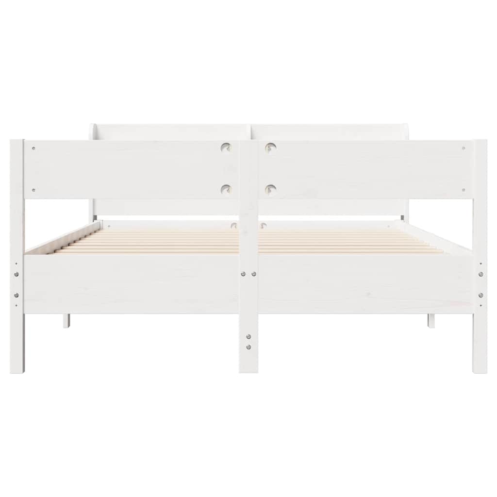 Cadre de lit sans matelas blanc 120x190 cm bois de pin massif - XIOS