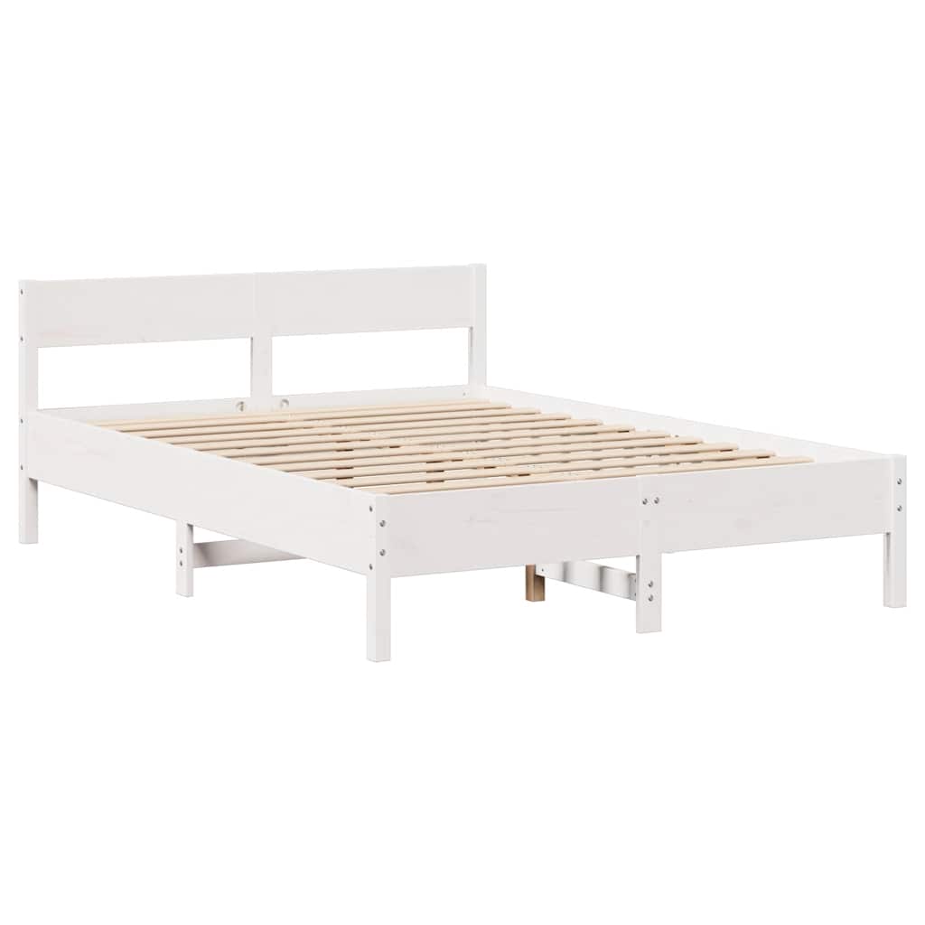 Cadre de lit sans matelas blanc 120x190 cm bois de pin massif - XIOS