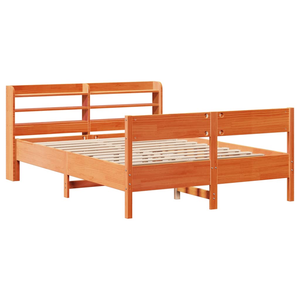 Cadre de lit sans matelas cire marron 120x190cm bois pin massif - XIOS