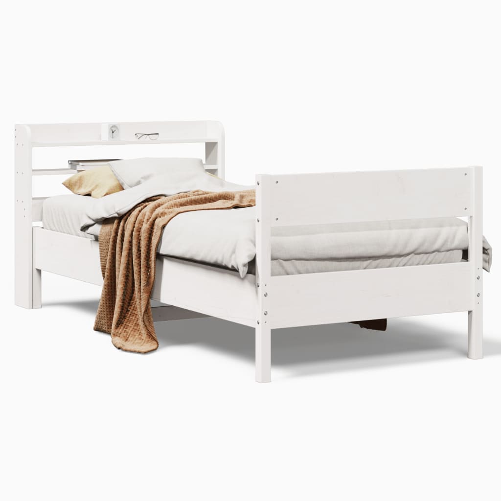 Cadre de lit sans matelas blanc 90x190 cm bois de pin massif - XIOS