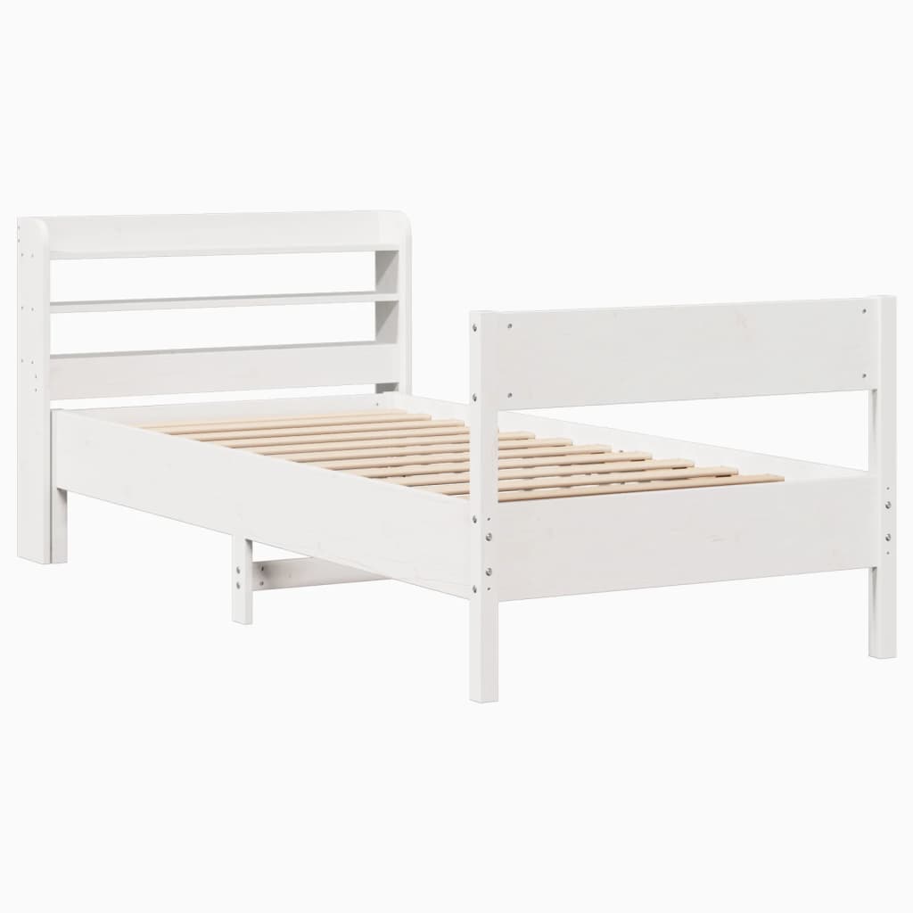 Cadre de lit sans matelas blanc 90x190 cm bois de pin massif - XIOS