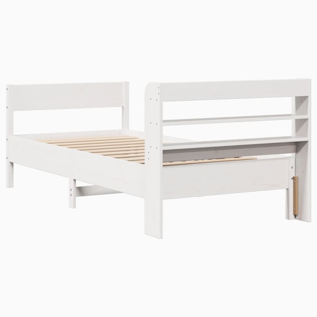 Cadre de lit sans matelas blanc 90x190 cm bois de pin massif - XIOS