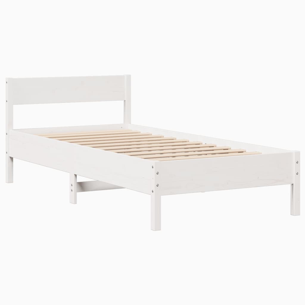 Cadre de lit sans matelas blanc 90x190 cm bois de pin massif - XIOS