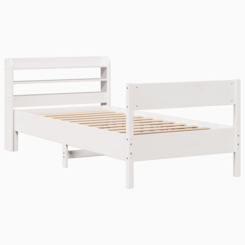 Cadre de lit sans matelas blanc 75x190 cm bois de pin massif - XIOS