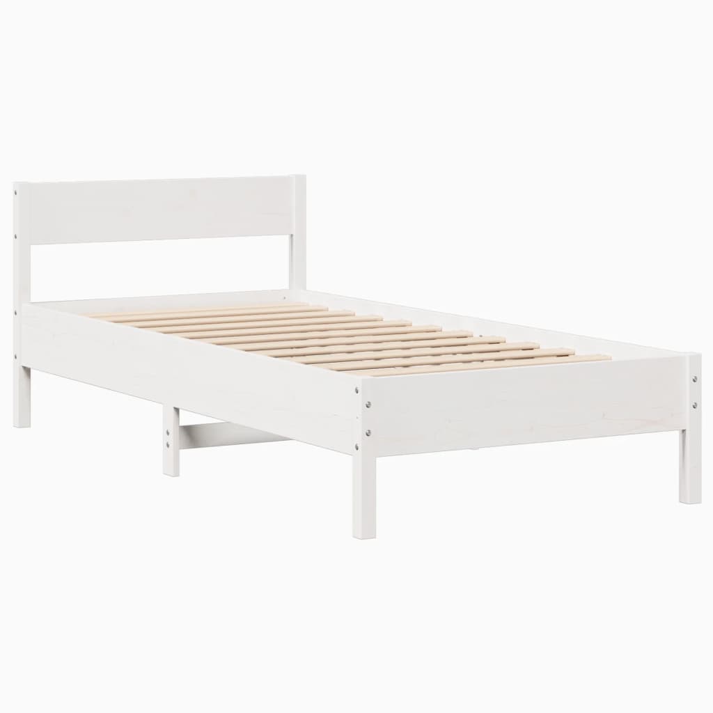 Cadre de lit sans matelas blanc 75x190 cm bois de pin massif - XIOS