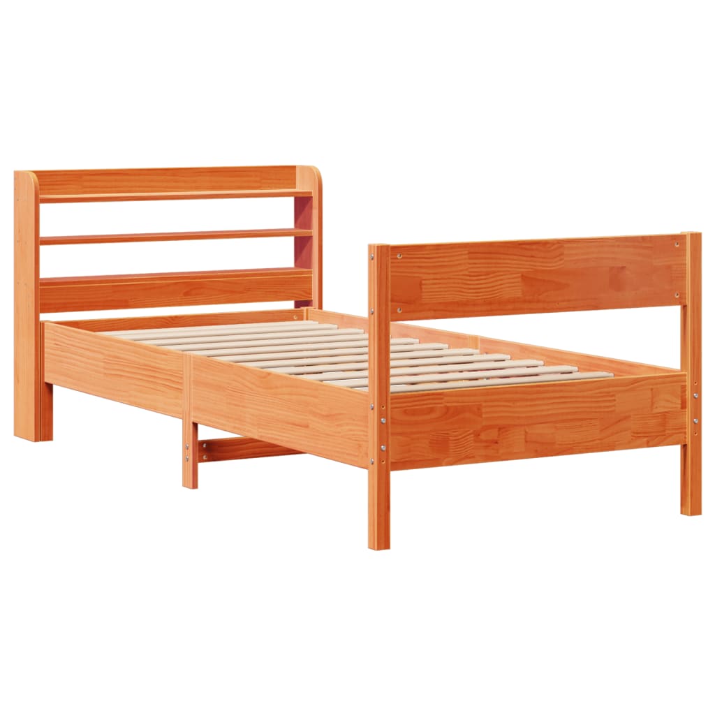 Cadre de lit sans matelas cire marron 75x190 cm bois pin massif - XIOS