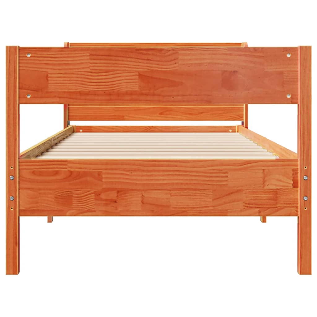 Cadre de lit sans matelas cire marron 75x190 cm bois pin massif - XIOS