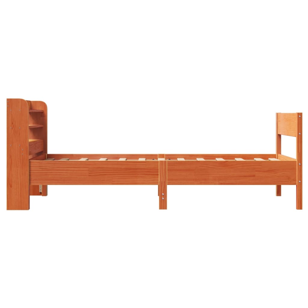 Cadre de lit sans matelas cire marron 75x190 cm bois pin massif - XIOS