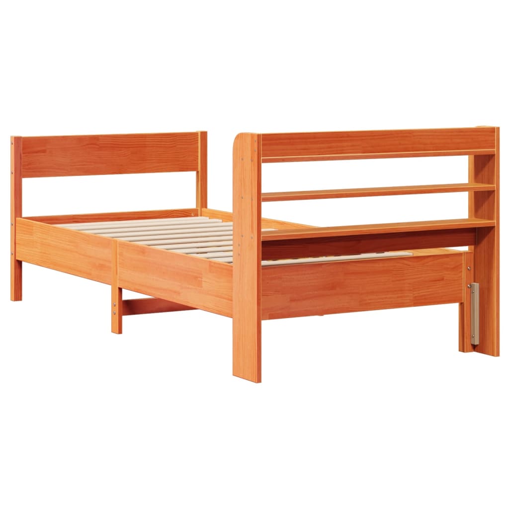 Cadre de lit sans matelas cire marron 75x190 cm bois pin massif - XIOS
