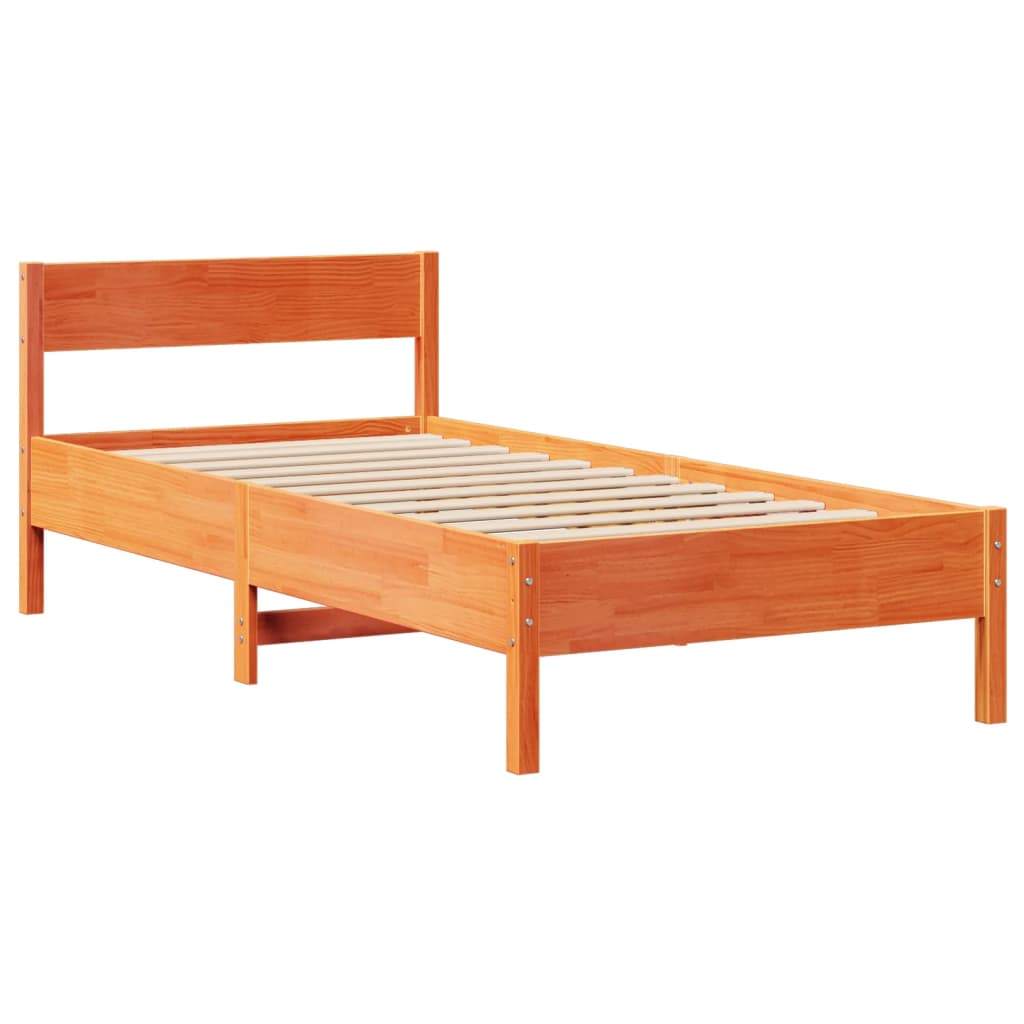 Cadre de lit sans matelas cire marron 75x190 cm bois pin massif - XIOS