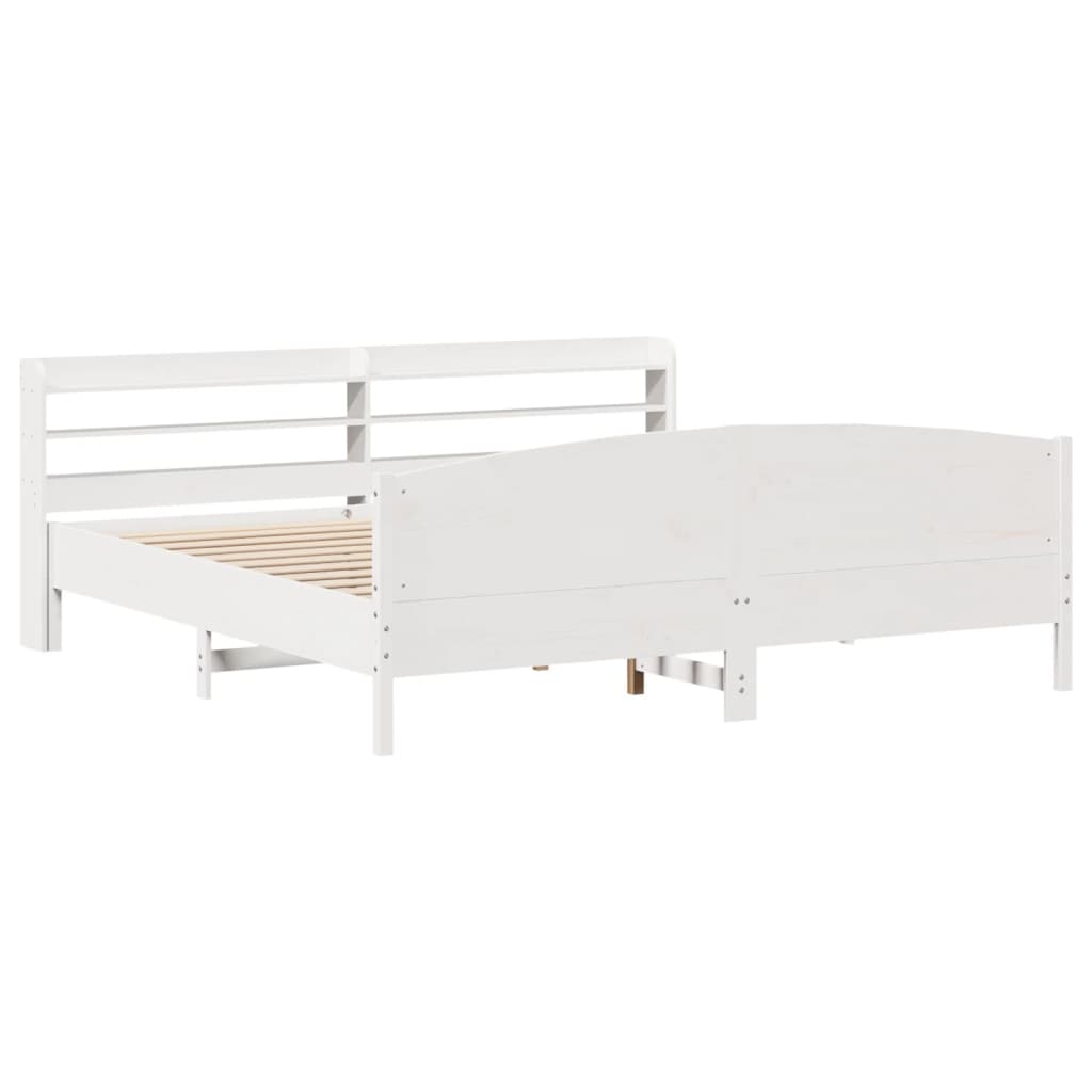 Cadre de lit sans matelas blanc 200x200 cm bois massif de pin - XIOS