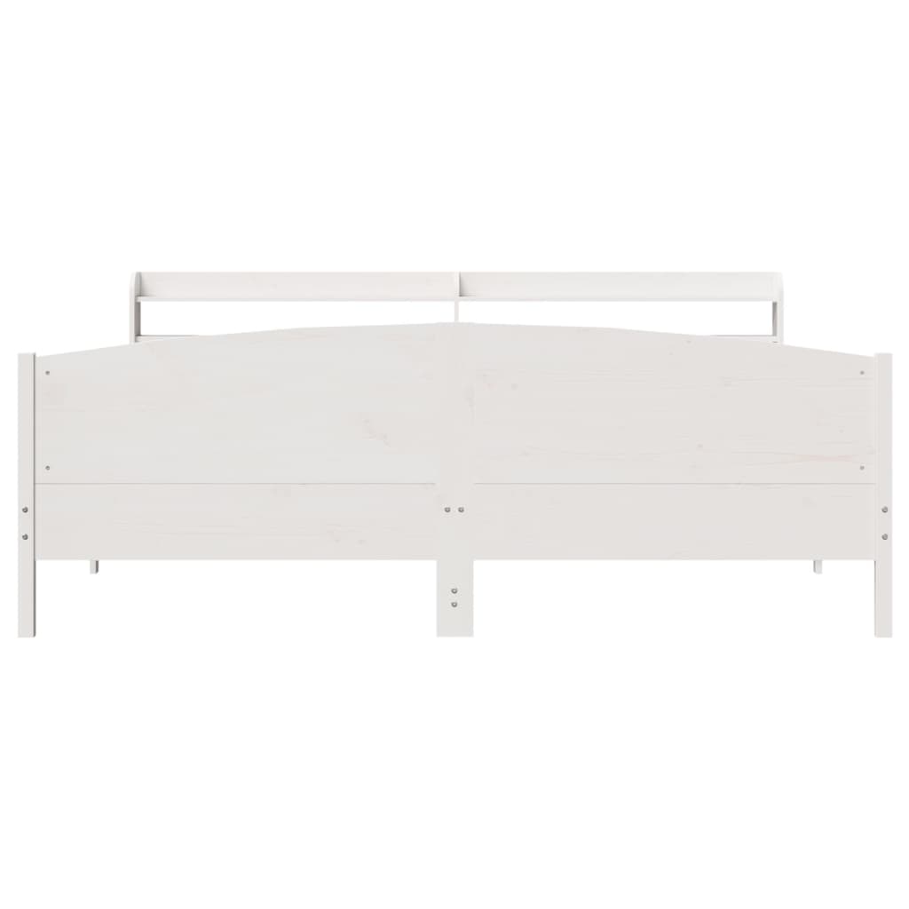 Cadre de lit sans matelas blanc 200x200 cm bois massif de pin - XIOS