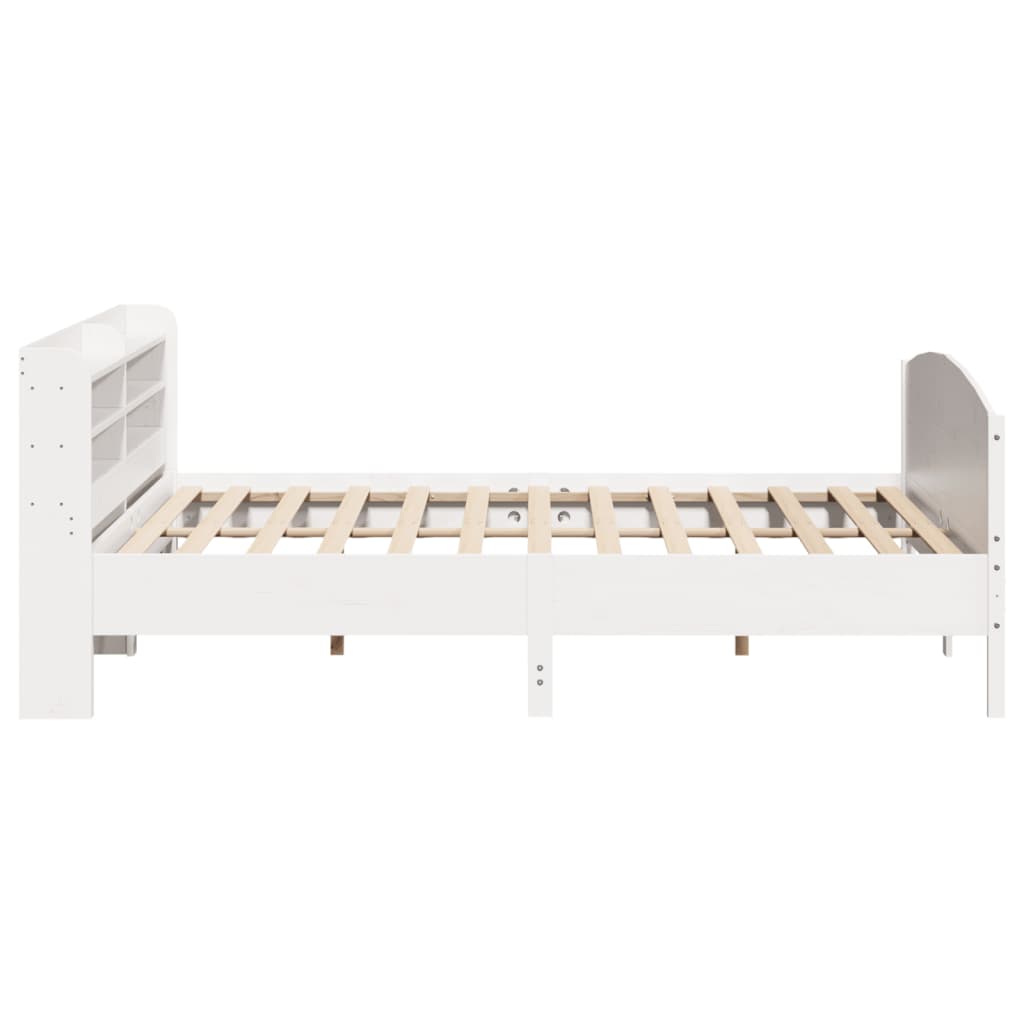 Cadre de lit sans matelas blanc 200x200 cm bois massif de pin - XIOS