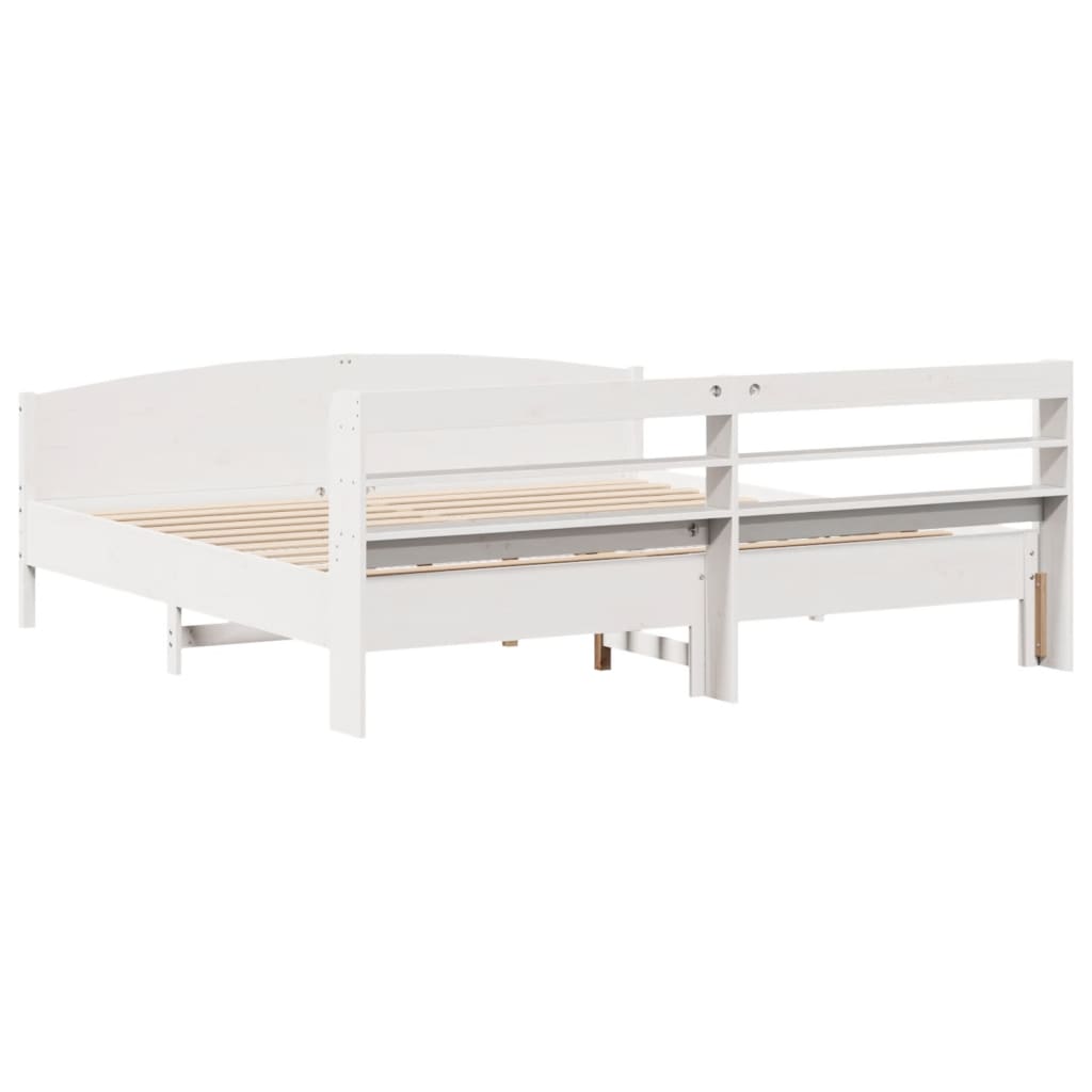 Cadre de lit sans matelas blanc 200x200 cm bois massif de pin - XIOS