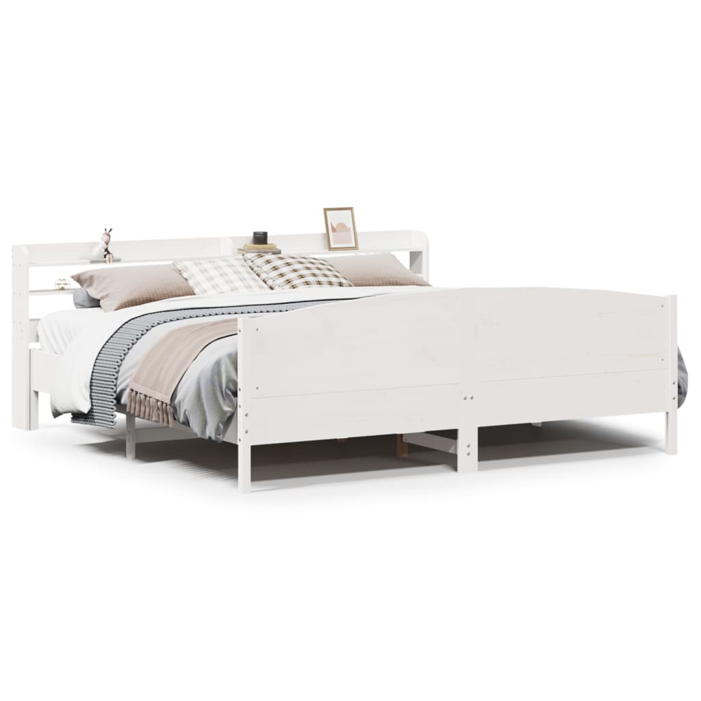 Cadre de lit sans matelas blanc 180x200 cm bois massif de pin - XIOS