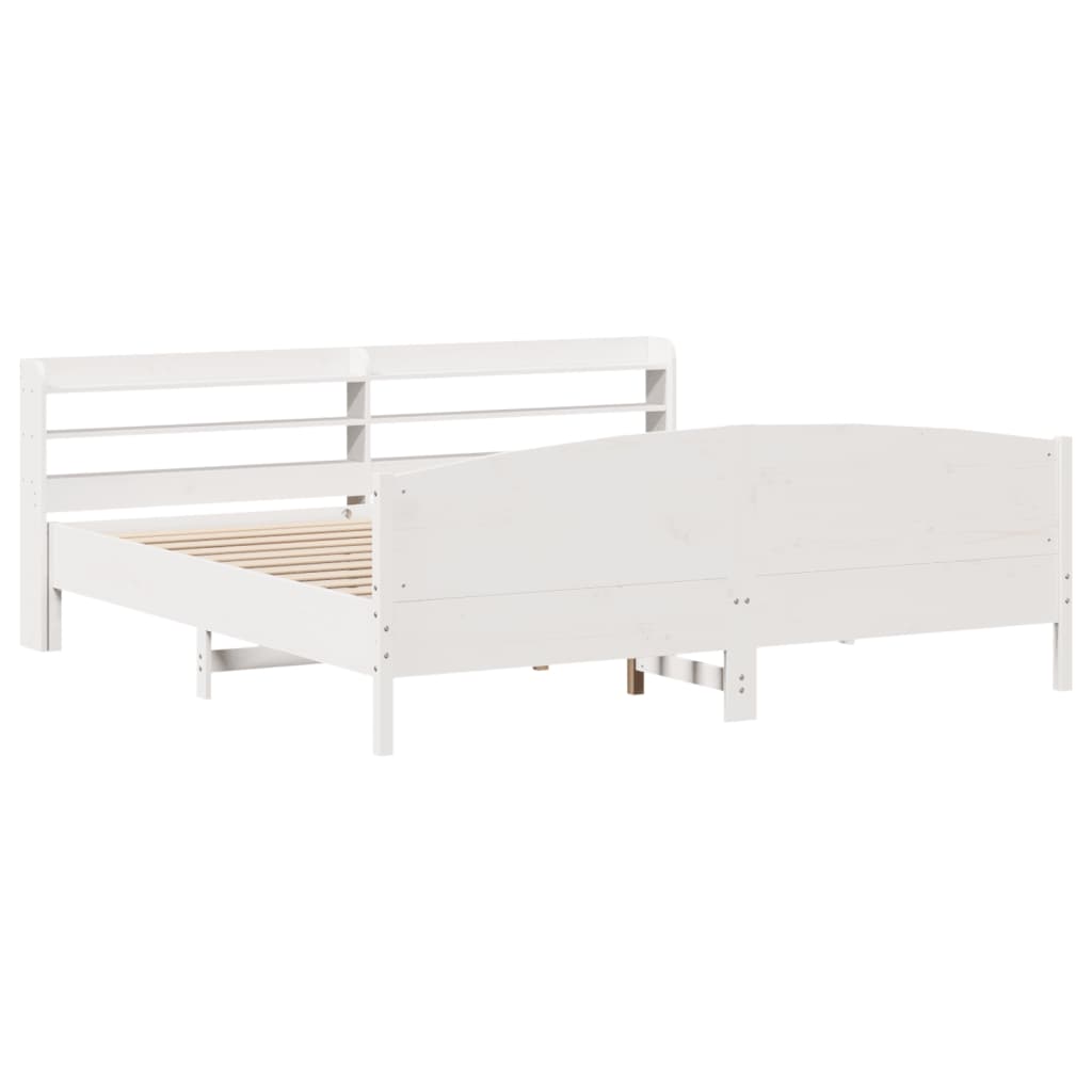 Cadre de lit sans matelas blanc 180x200 cm bois massif de pin - XIOS