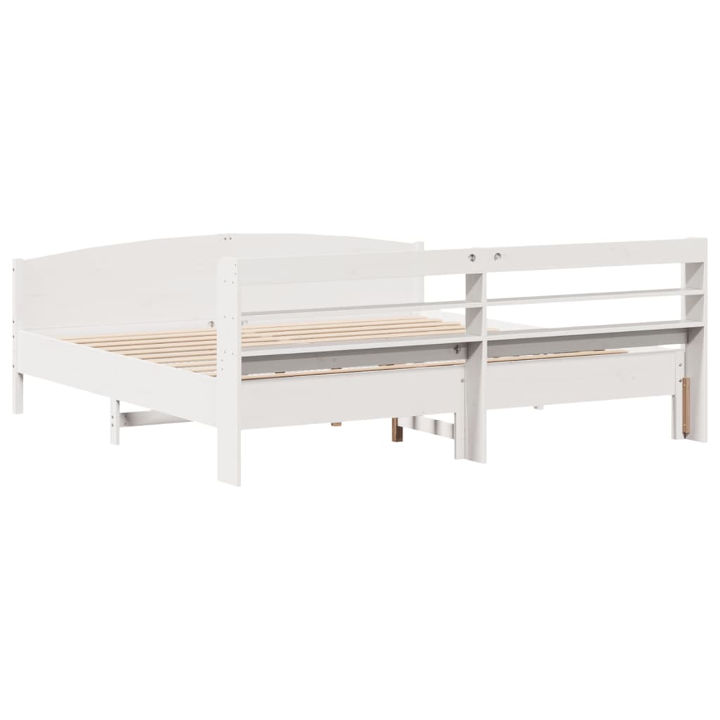 Cadre de lit sans matelas blanc 180x200 cm bois massif de pin - XIOS