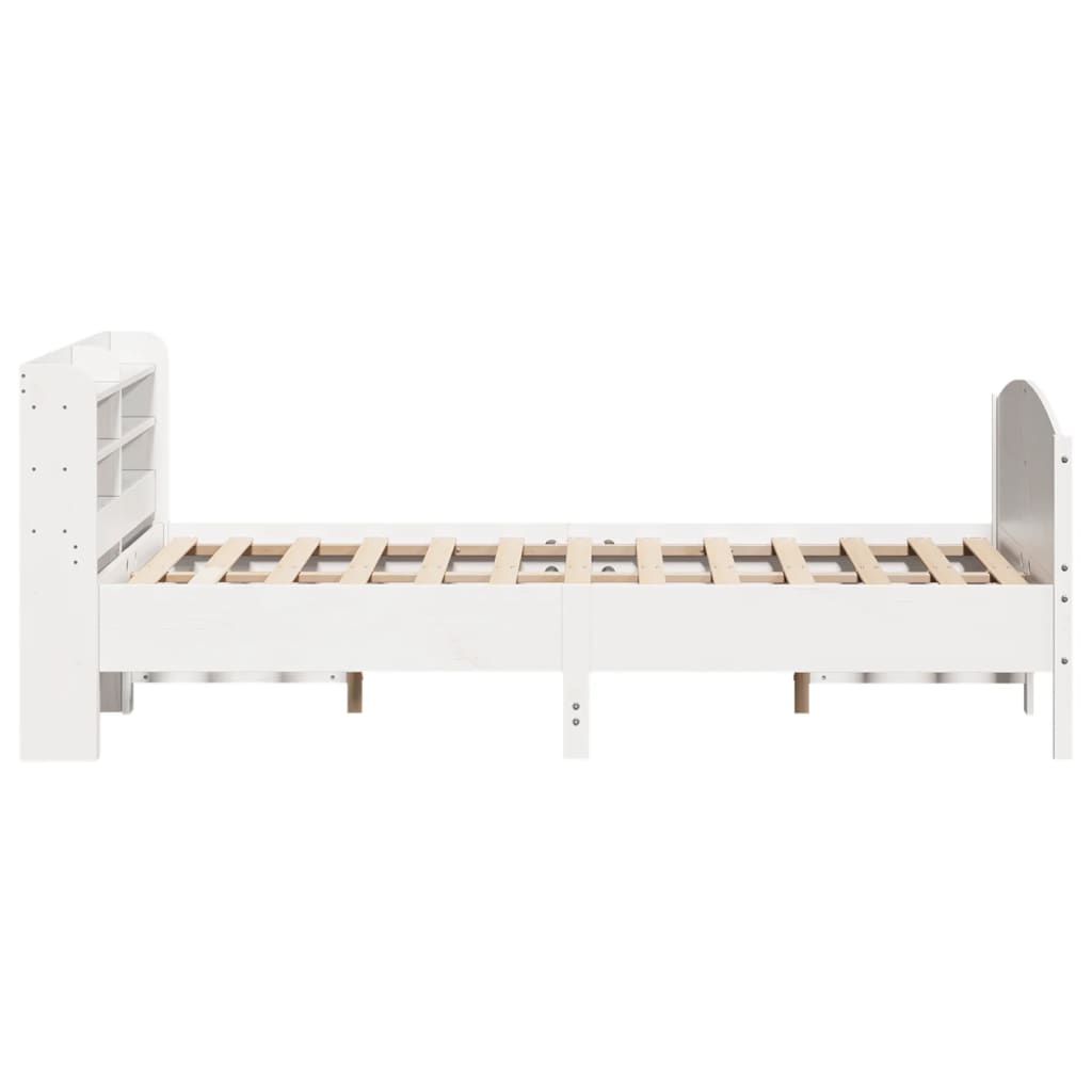 Cadre de lit sans matelas blanc 160x200 cm bois de pin massif - XIOS