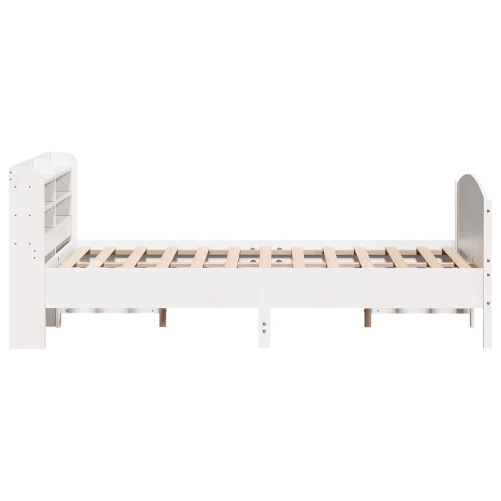 Cadre de lit sans matelas blanc 150x200 cm bois de pin massif - XIOS
