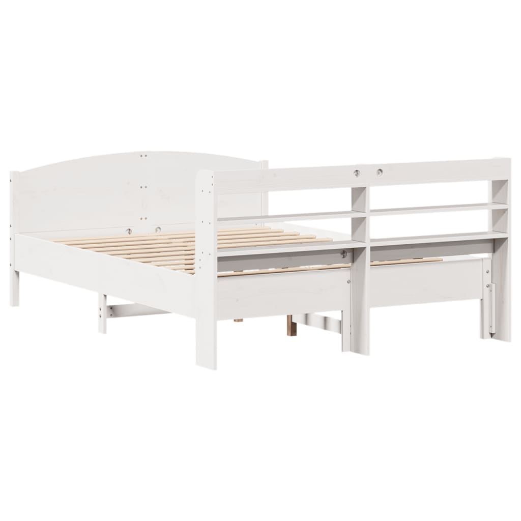 Cadre de lit sans matelas blanc 150x200 cm bois de pin massif - XIOS