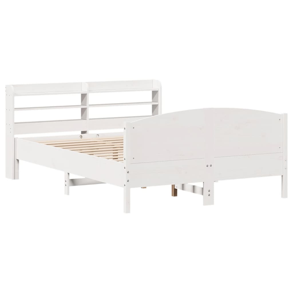 Cadre de lit sans matelas blanc 135x190 cm bois de pin massif - XIOS