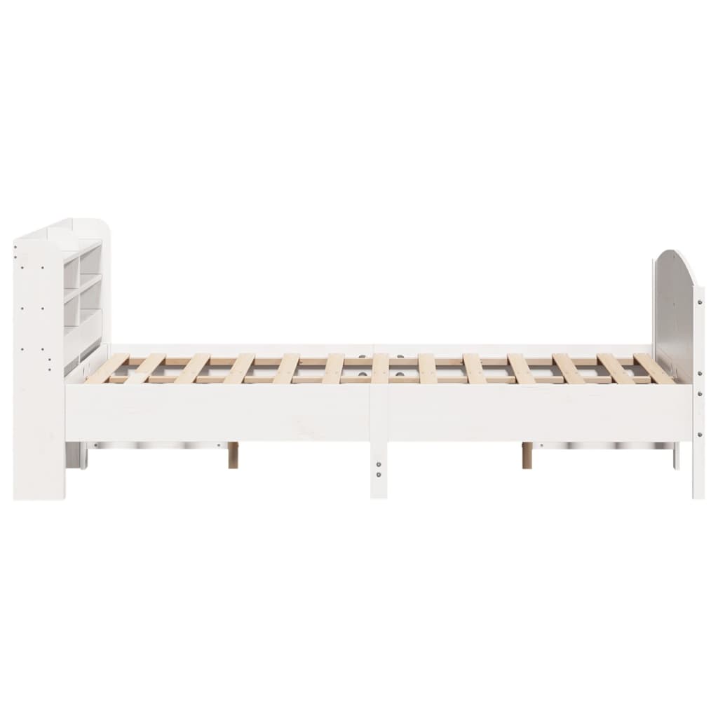 Cadre de lit sans matelas blanc 135x190 cm bois de pin massif - XIOS