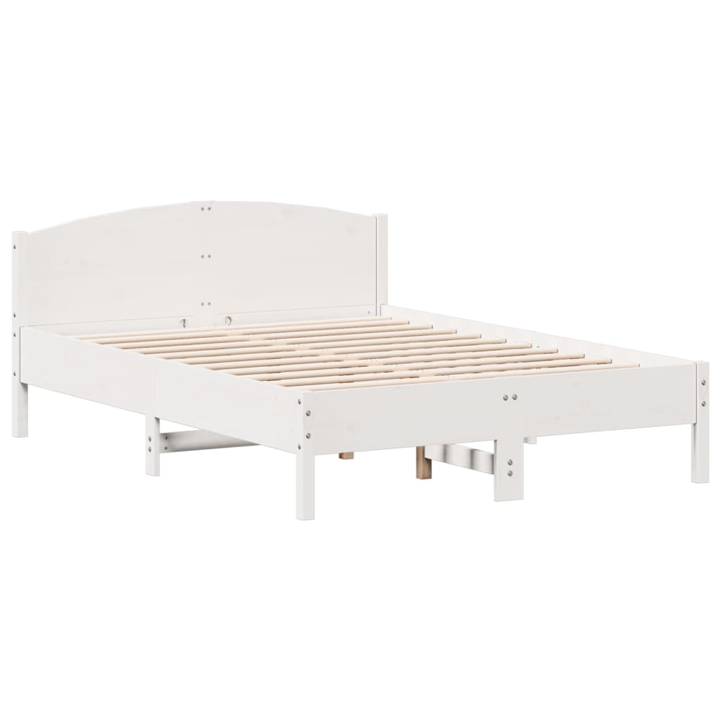 Cadre de lit sans matelas blanc 135x190 cm bois de pin massif - XIOS