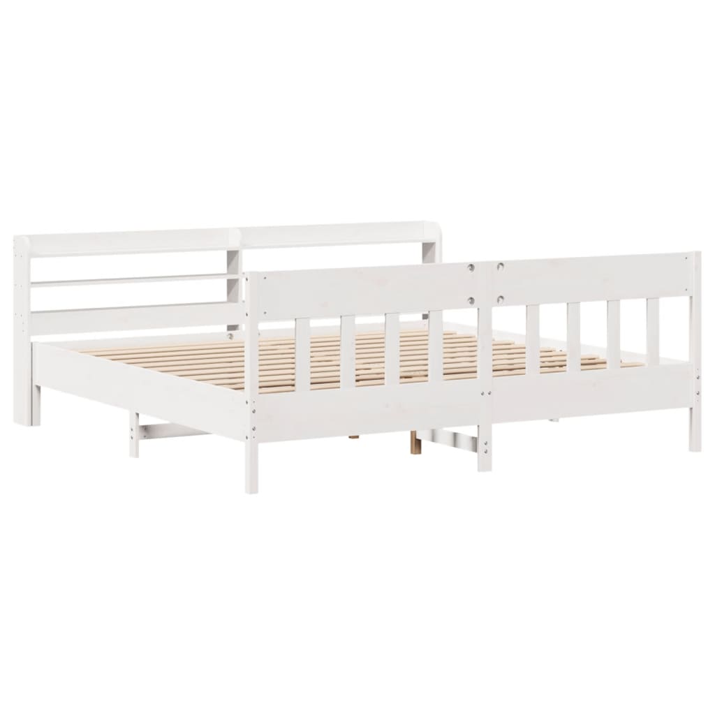 Cadre de lit sans matelas blanc 200x200 cm bois massif de pin - XIOS