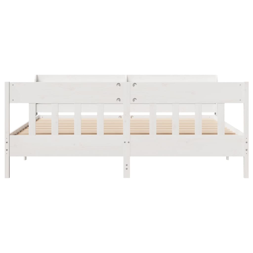 Cadre de lit sans matelas blanc 200x200 cm bois massif de pin - XIOS