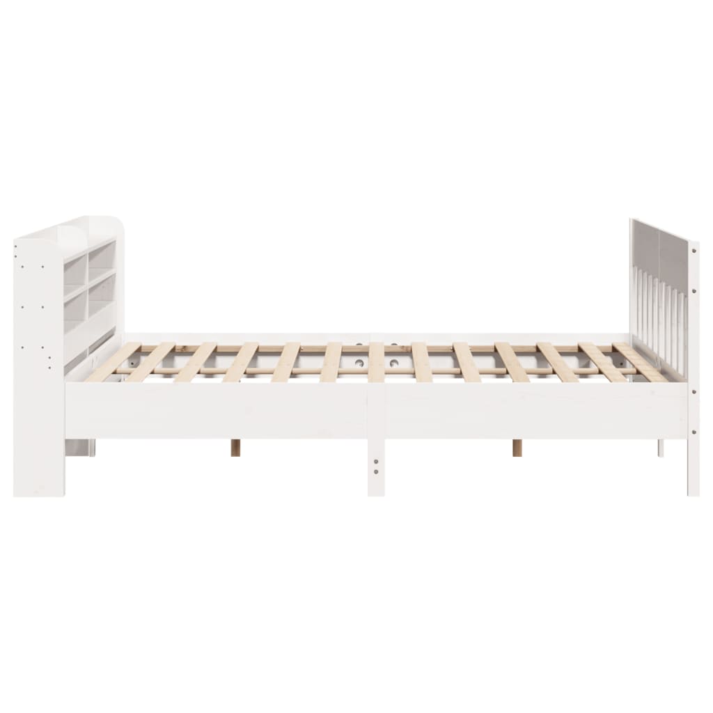 Cadre de lit sans matelas blanc 200x200 cm bois massif de pin - XIOS