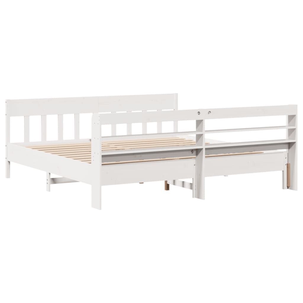 Cadre de lit sans matelas blanc 200x200 cm bois massif de pin - XIOS