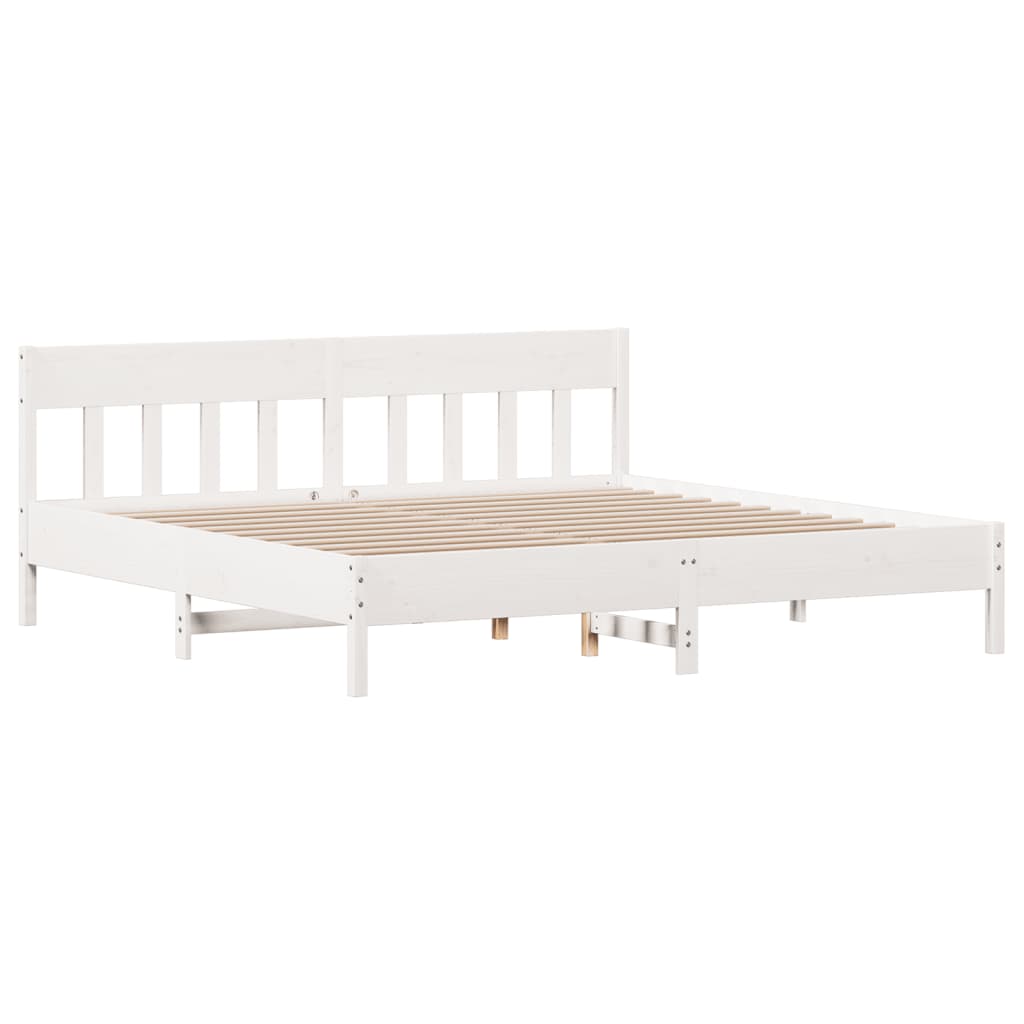 Cadre de lit sans matelas blanc 200x200 cm bois massif de pin - XIOS