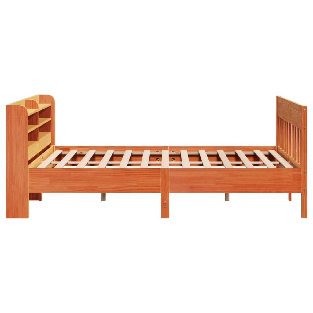 Cadre de lit sans matelas cire marron 200x200cm bois pin massif - XIOS